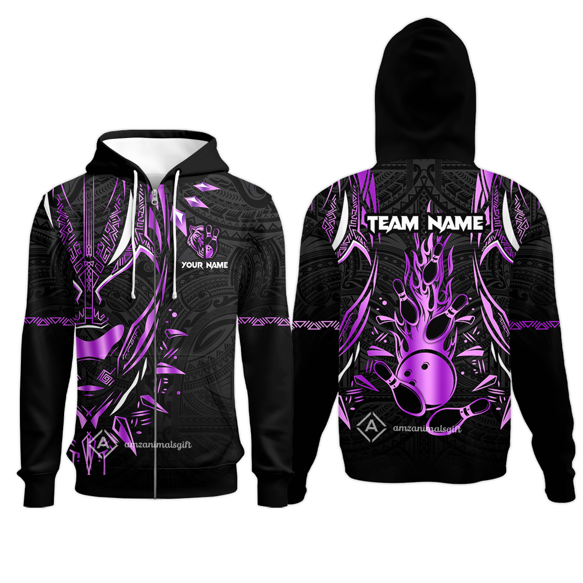 Custom Black Bowling Team Jersey, Panther Forever Bowling Jersey Multicolor Polo Quarter-Zip Shirts, Custom Bowling Uniforms Jerseys