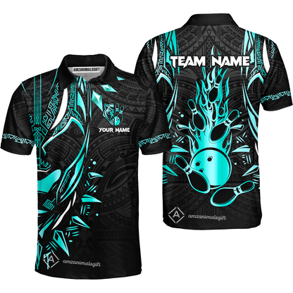 Custom Black Bowling Team Jersey, Panther Forever Bowling Jersey Multicolor Polo Quarter-Zip Shirts, Custom Bowling Uniforms Jerseys