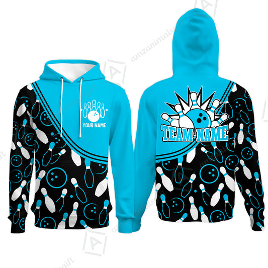 Customized Bowling Hoodie, Custom Multicolor Bowling Style Uniform Hoodie For Bowlers