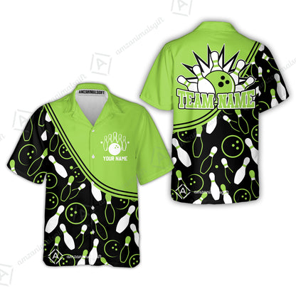 Customized Bowling Hawaiian Shirt, Custom Multicolor Bowling Style Uniform Hawaiian Shirt For Bowlers