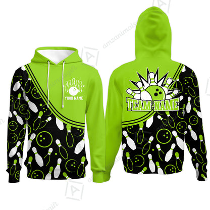 Customized Bowling Hoodie, Custom Multicolor Bowling Style Uniform Hoodie For Bowlers