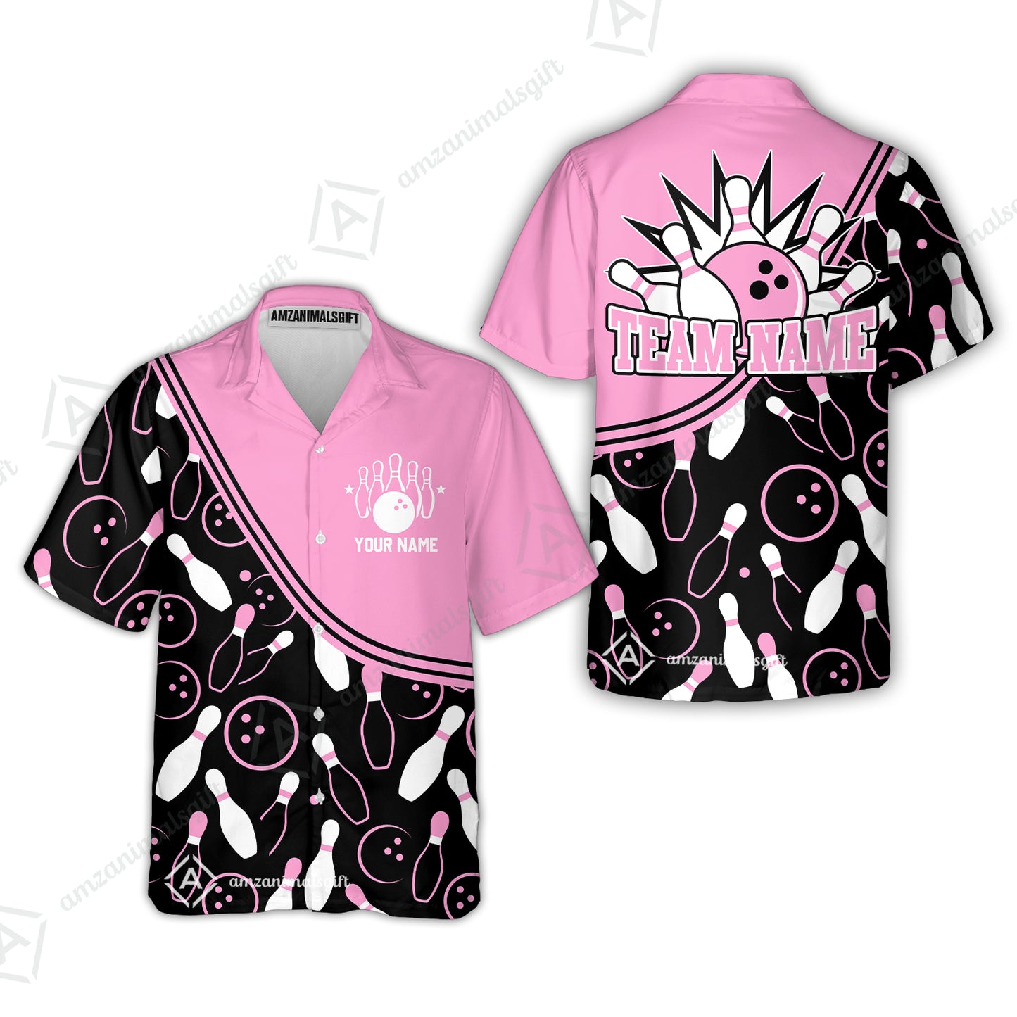 Customized Bowling Hawaiian Shirt, Custom Multicolor Bowling Style Uniform Hawaiian Shirt For Bowlers