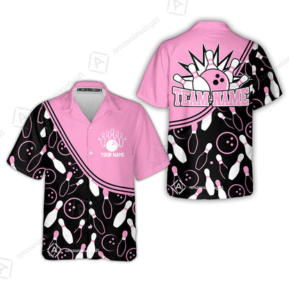 Customized Bowling Hawaiian Shirt, Custom Multicolor Bowling Style Uniform Hawaiian Shirt For Bowlers