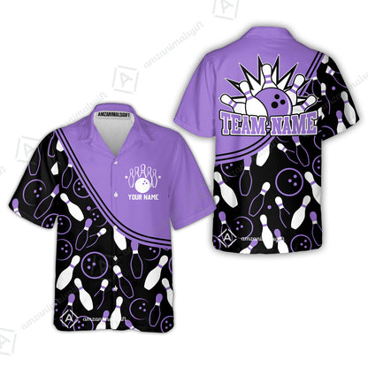 Customized Bowling Hawaiian Shirt, Custom Multicolor Bowling Style Uniform Hawaiian Shirt For Bowlers