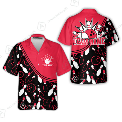 Customized Bowling Hawaiian Shirt, Custom Multicolor Bowling Style Uniform Hawaiian Shirt For Bowlers