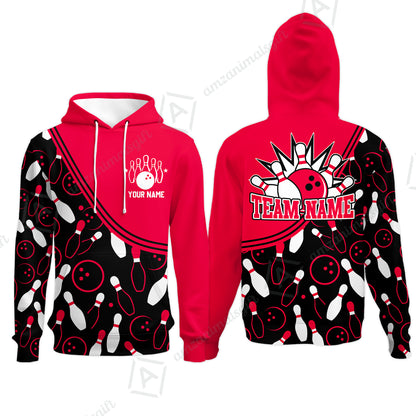Customized Bowling Hoodie, Custom Multicolor Bowling Style Uniform Hoodie For Bowlers