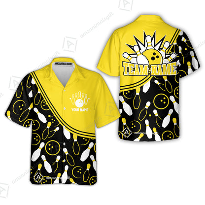 Customized Bowling Hawaiian Shirt, Custom Multicolor Bowling Style Uniform Hawaiian Shirt For Bowlers