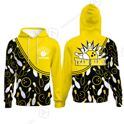 Customized Bowling Hoodie, Custom Multicolor Bowling Style Uniform Hoodie For Bowlers