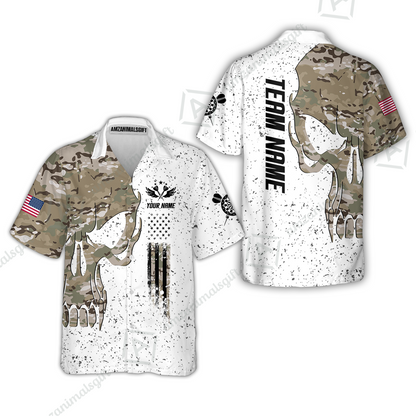Customized American Flag Darts Polo Shirt, Darts Camo Skull Team Style Jersey Polo Shirt, Outfit for Darts Players