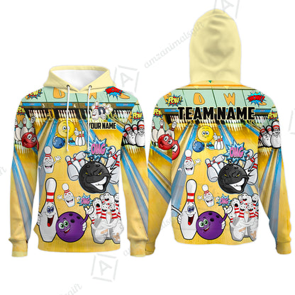 Custom Bowling Team Polo Jersey Shirts, Split Happens Bowling Zip Polo Shirts For Men and Women, Uniform Shirt For Bowlers