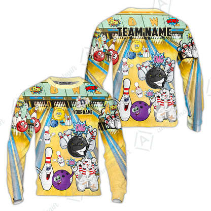 Custom Bowling Team Polo Jersey Shirts, Split Happens Bowling Zip Polo Shirts For Men and Women, Uniform Shirt For Bowlers