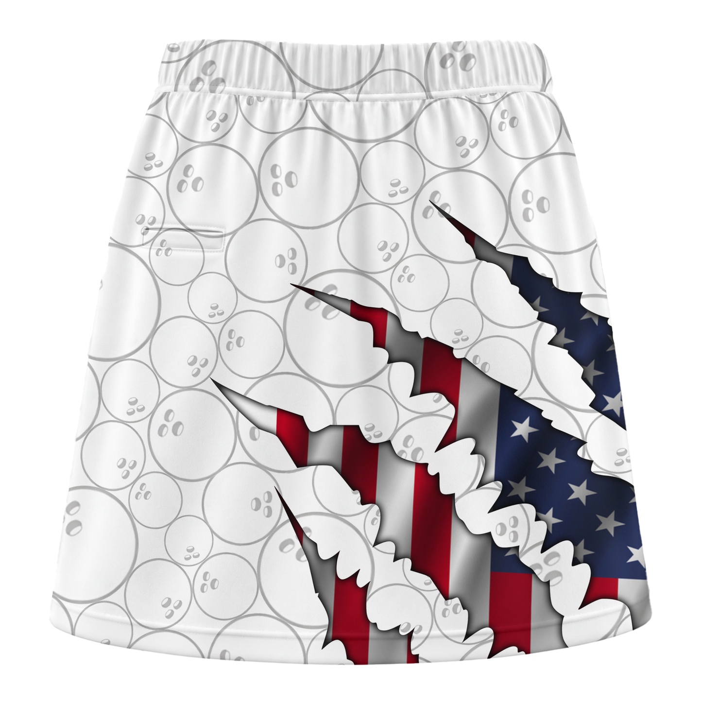 Customized Bowling Trouser Skirts With Shorts Underneath, Bowling American Flag Scratches Skorts With Pockets
