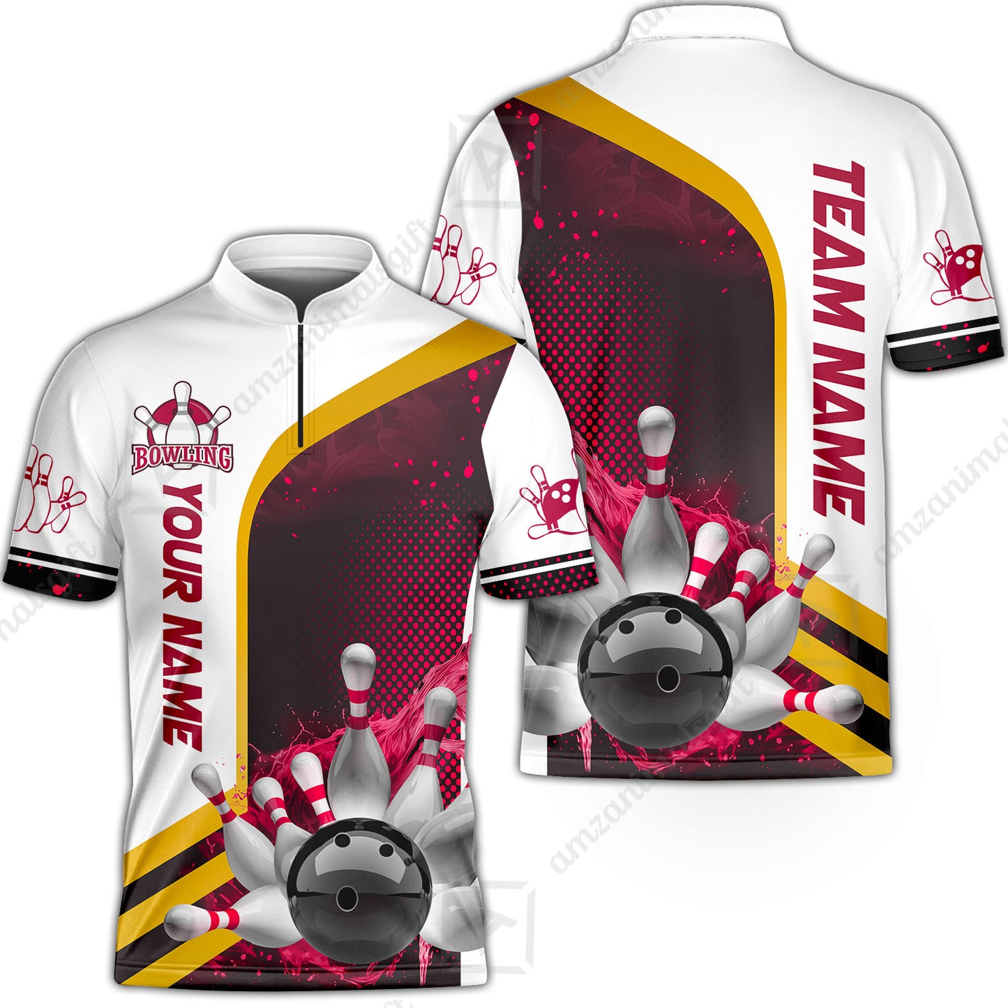 Custom Team Name Bowling Team Jersey - Custom Name Bowling Ball And Pins Water Personalized Bowling Polo Shirt - Uniform Shirt For Bowlers