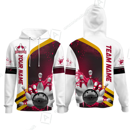 Custom Team Name Bowling Team Jersey - Custom Name Bowling Ball And Pins Water Personalized Bowling Polo Shirt - Uniform Shirt For Bowlers