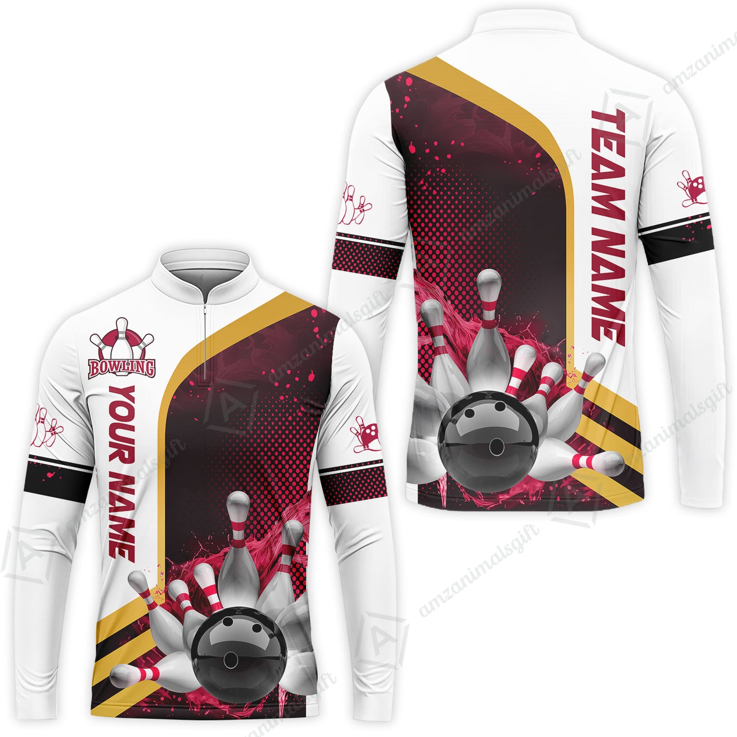 Custom Team Name Bowling Team Jersey - Custom Name Bowling Ball And Pins Water Personalized Bowling Polo Shirt - Uniform Shirt For Bowlers