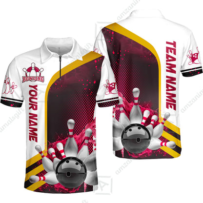 Custom Team Name Bowling Team Jersey - Custom Name Bowling Ball And Pins Water Personalized Bowling Polo Shirt - Uniform Shirt For Bowlers