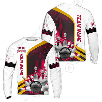 Custom Team Name Bowling Team Jersey - Custom Name Bowling Ball And Pins Water Personalized Bowling Polo Shirt - Uniform Shirt For Bowlers