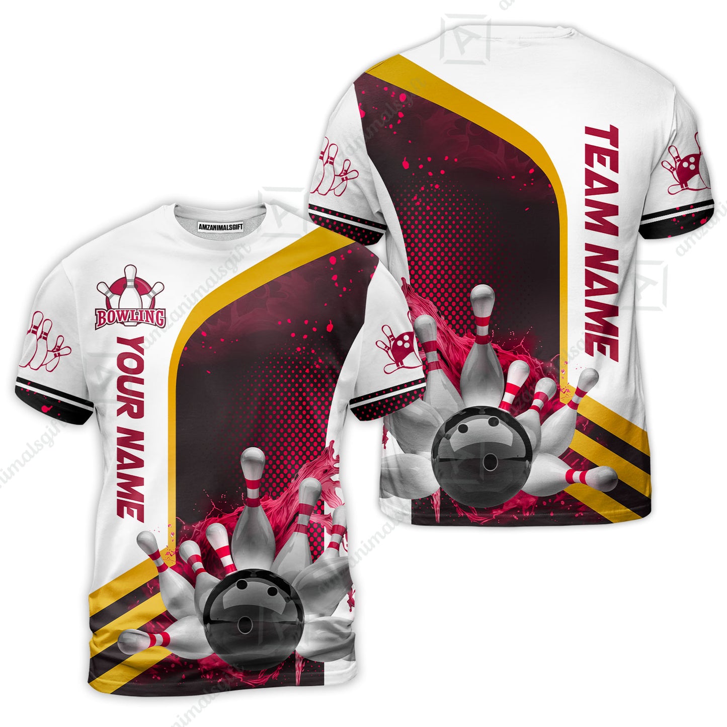 Custom Team Name Bowling Team Jersey - Custom Name Bowling Ball And Pins Water Personalized Bowling Polo Shirt - Uniform Shirt For Bowlers