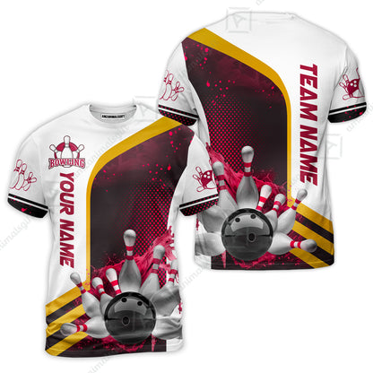 Custom Team Name Bowling Team Jersey - Custom Name Bowling Ball And Pins Water Personalized Bowling Polo Shirt - Uniform Shirt For Bowlers