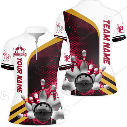 Custom Team Name Bowling Team Jersey - Custom Name Bowling Ball And Pins Water Personalized Bowling Polo Shirt - Uniform Shirt For Bowlers