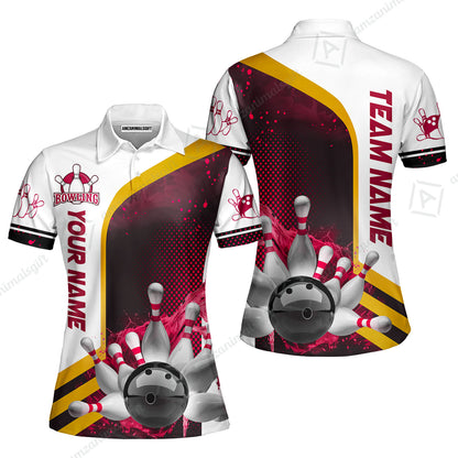 Custom Team Name Bowling Team Jersey - Custom Name Bowling Ball And Pins Water Personalized Bowling Polo Shirt - Uniform Shirt For Bowlers