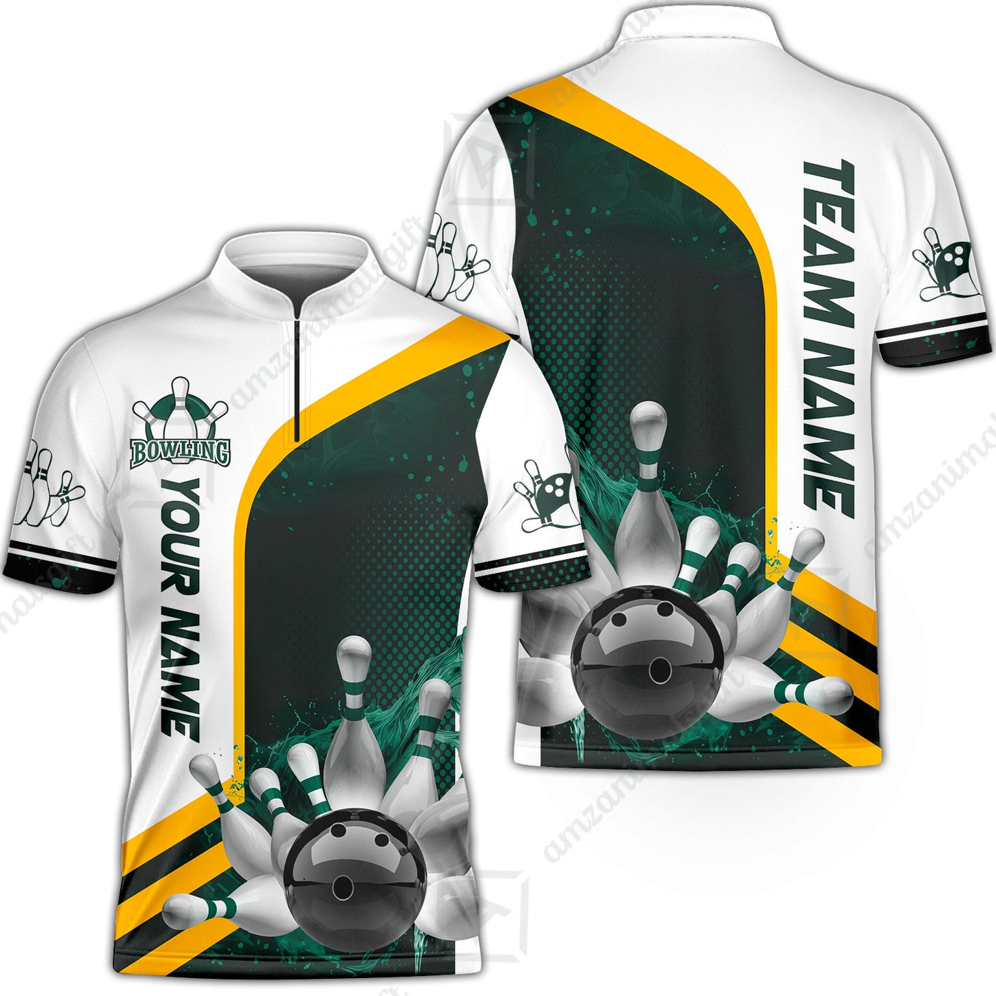 Custom Team Name Bowling Team Jersey - Custom Name Bowling Ball And Pins Water Personalized Bowling Polo Shirt - Uniform Shirt For Bowlers