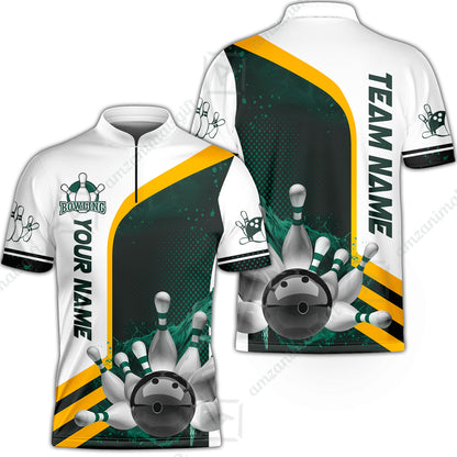 Custom Team Name Bowling Team Jersey - Custom Name Bowling Ball And Pins Water Personalized Bowling Polo Shirt - Uniform Shirt For Bowlers