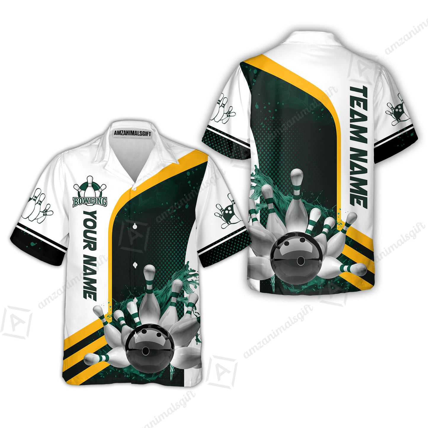 Custom Team Name Bowling Team Jersey - Custom Name Bowling Ball And Pins Water Personalized Bowling Polo Shirt - Uniform Shirt For Bowlers