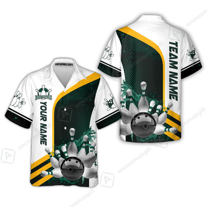 Custom Team Name Bowling Team Jersey - Custom Name Bowling Ball And Pins Water Personalized Bowling Polo Shirt - Uniform Shirt For Bowlers