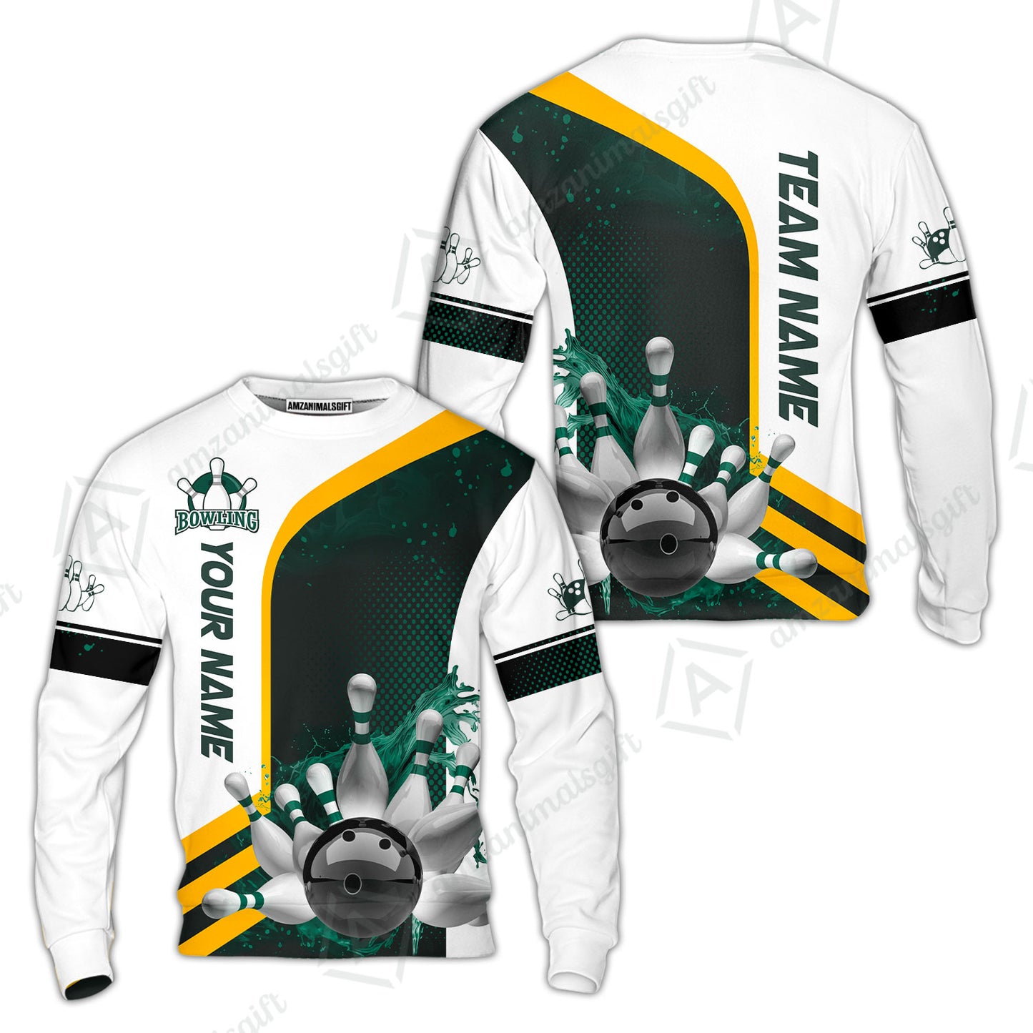 Custom Team Name Bowling Team Jersey - Custom Name Bowling Ball And Pins Water Personalized Bowling Polo Shirt - Uniform Shirt For Bowlers