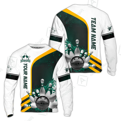 Custom Team Name Bowling Team Jersey - Custom Name Bowling Ball And Pins Water Personalized Bowling Polo Shirt - Uniform Shirt For Bowlers