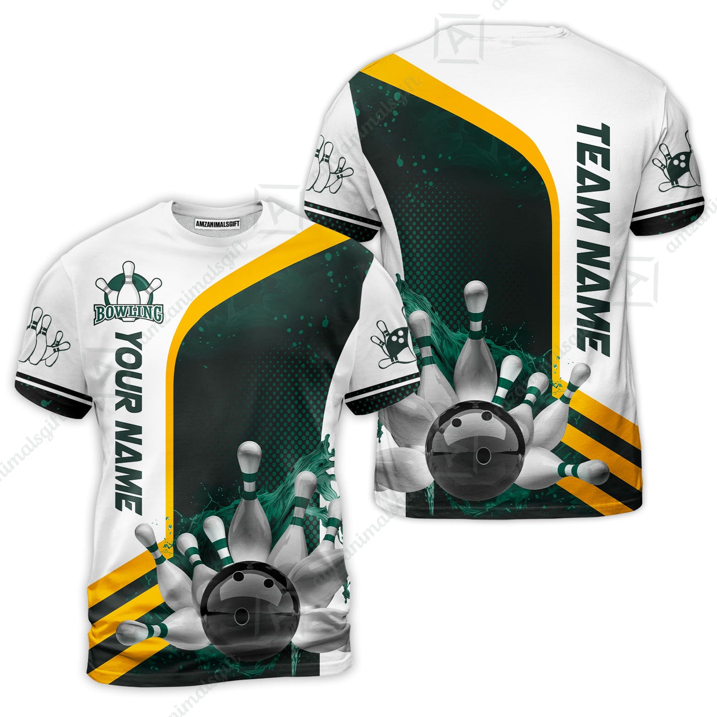 Custom Team Name Bowling Team Jersey - Custom Name Bowling Ball And Pins Water Personalized Bowling Polo Shirt - Uniform Shirt For Bowlers