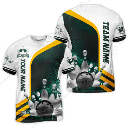 Custom Team Name Bowling Team Jersey - Custom Name Bowling Ball And Pins Water Personalized Bowling Polo Shirt - Uniform Shirt For Bowlers