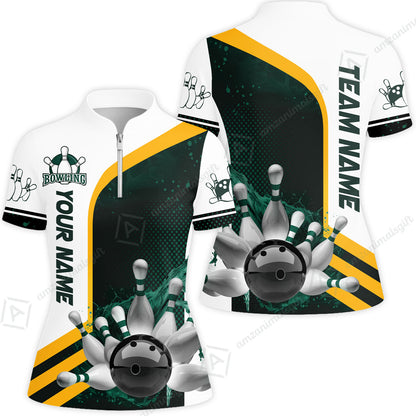 Custom Team Name Bowling Team Jersey - Custom Name Bowling Ball And Pins Water Personalized Bowling Polo Shirt - Uniform Shirt For Bowlers