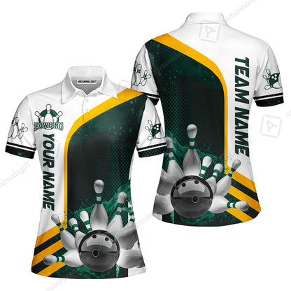 Custom Team Name Bowling Team Jersey - Custom Name Bowling Ball And Pins Water Personalized Bowling Polo Shirt - Uniform Shirt For Bowlers