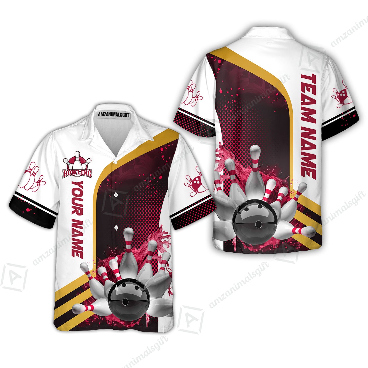Custom Team Name Bowling Team Jersey - Custom Name Bowling Ball And Pins Water Personalized Bowling Polo Shirt - Uniform Shirt For Bowlers