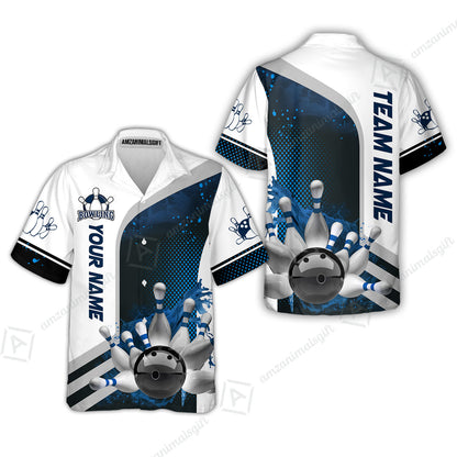 Custom Team Name Bowling Team Jersey - Custom Name Bowling Ball And Pins Water Personalized Bowling Polo Shirt - Uniform Shirt For Bowlers