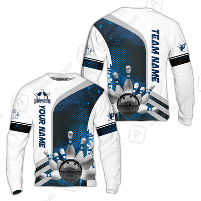Custom Team Name Bowling Team Jersey - Custom Name Bowling Ball And Pins Water Personalized Bowling Polo Shirt - Uniform Shirt For Bowlers