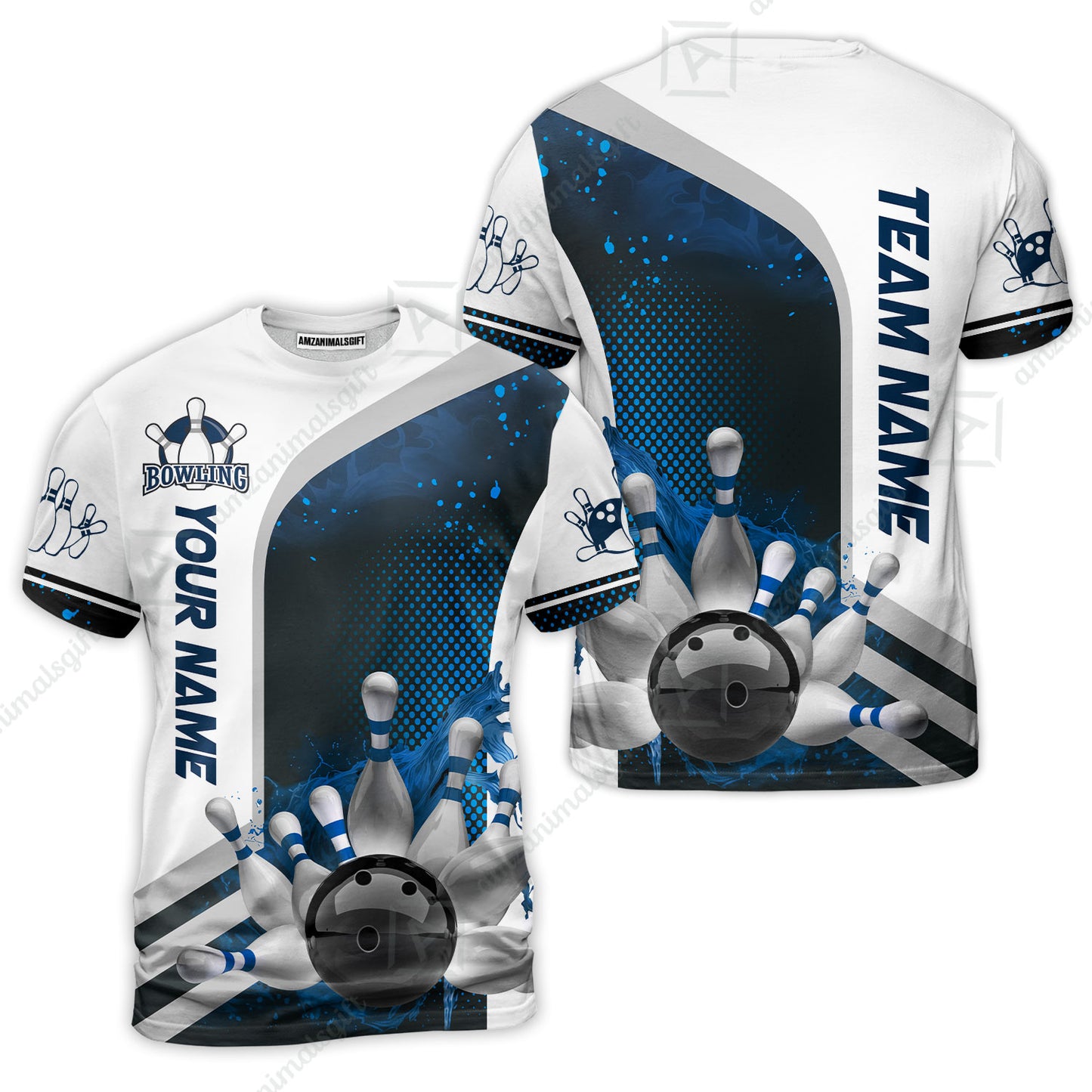 Custom Team Name Bowling Team Jersey - Custom Name Bowling Ball And Pins Water Personalized Bowling Polo Shirt - Uniform Shirt For Bowlers