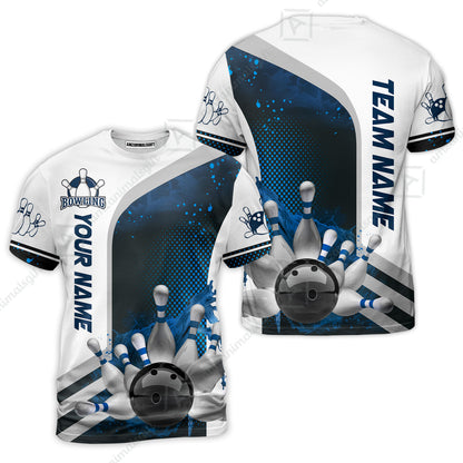Custom Team Name Bowling Team Jersey - Custom Name Bowling Ball And Pins Water Personalized Bowling Polo Shirt - Uniform Shirt For Bowlers