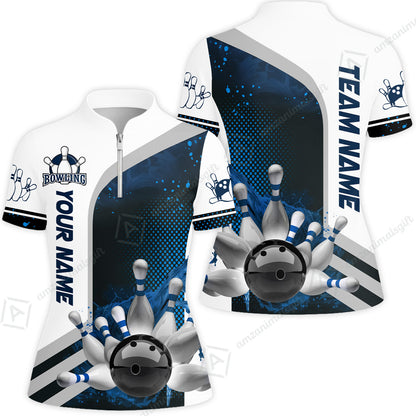 Custom Team Name Bowling Team Jersey - Custom Name Bowling Ball And Pins Water Personalized Bowling Polo Shirt - Uniform Shirt For Bowlers