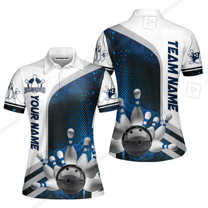 Custom Team Name Bowling Team Jersey - Custom Name Bowling Ball And Pins Water Personalized Bowling Polo Shirt - Uniform Shirt For Bowlers