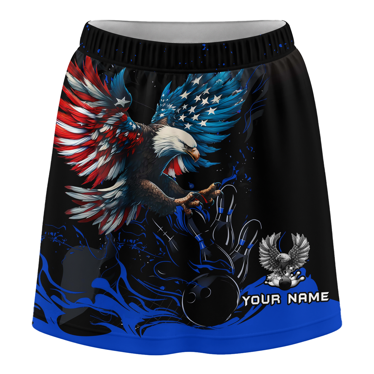 Customized Bowling Trouser Skirts With Shorts Underneath, Bowling Ball & Pins Almighty American Eagle Skorts With Pockets