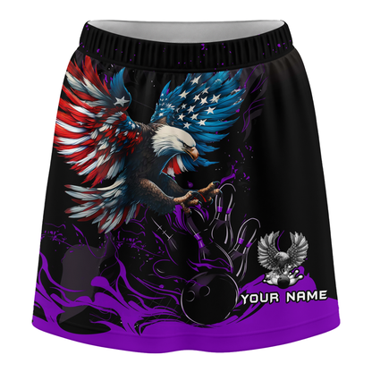Customized Bowling Trouser Skirts With Shorts Underneath, Bowling Ball & Pins Almighty American Eagle Skorts With Pockets