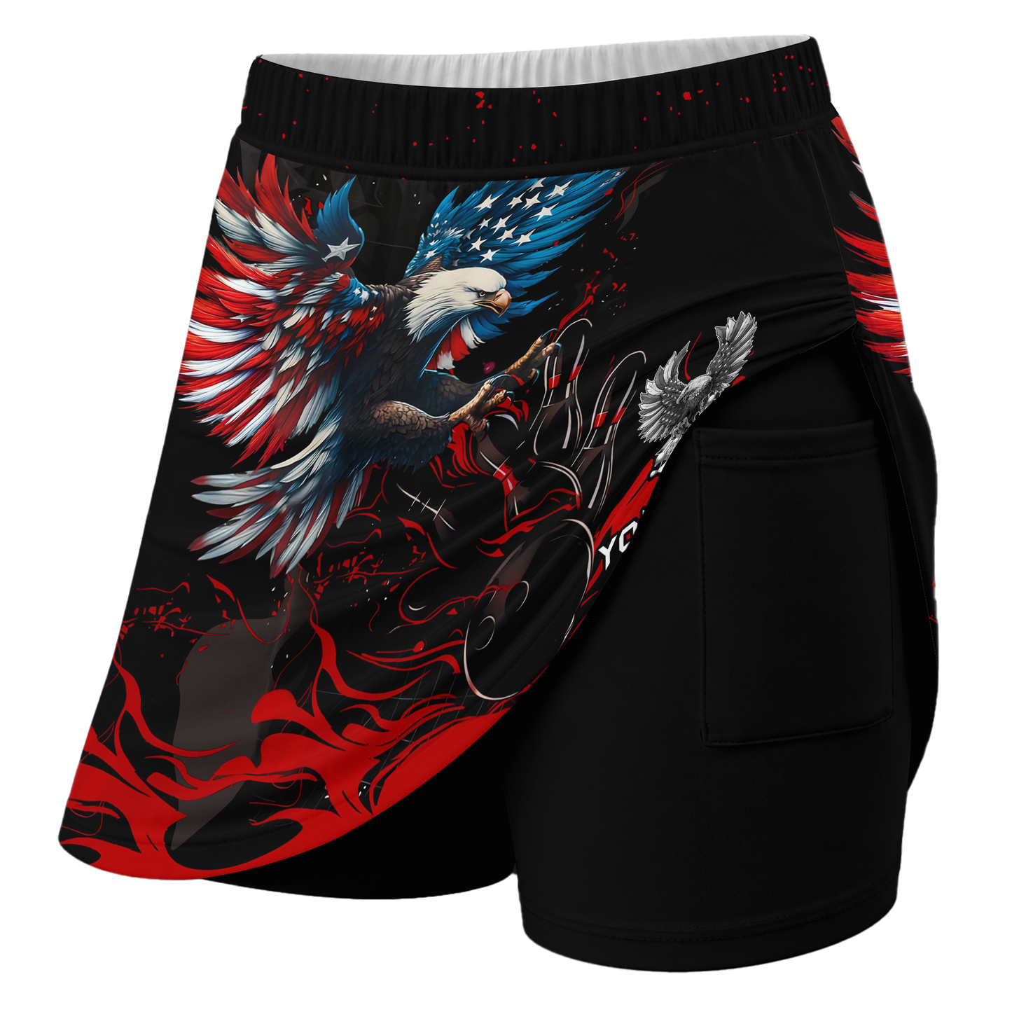 Customized Bowling Trouser Skirts With Shorts Underneath, Bowling Ball & Pins Almighty American Eagle Skorts With Pockets
