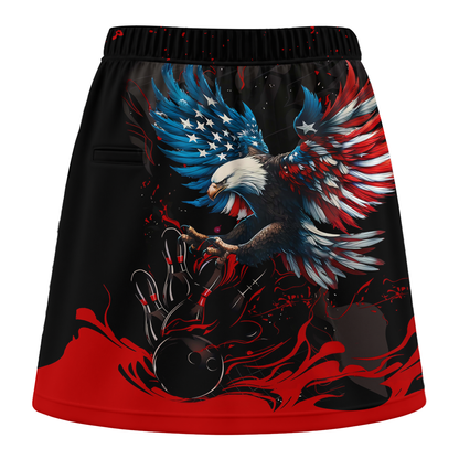 Customized Bowling Trouser Skirts With Shorts Underneath, Bowling Ball & Pins Almighty American Eagle Skorts With Pockets