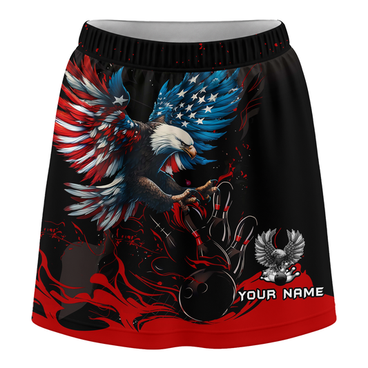 Customized Bowling Trouser Skirts With Shorts Underneath, Bowling Ball & Pins Almighty American Eagle Skorts With Pockets