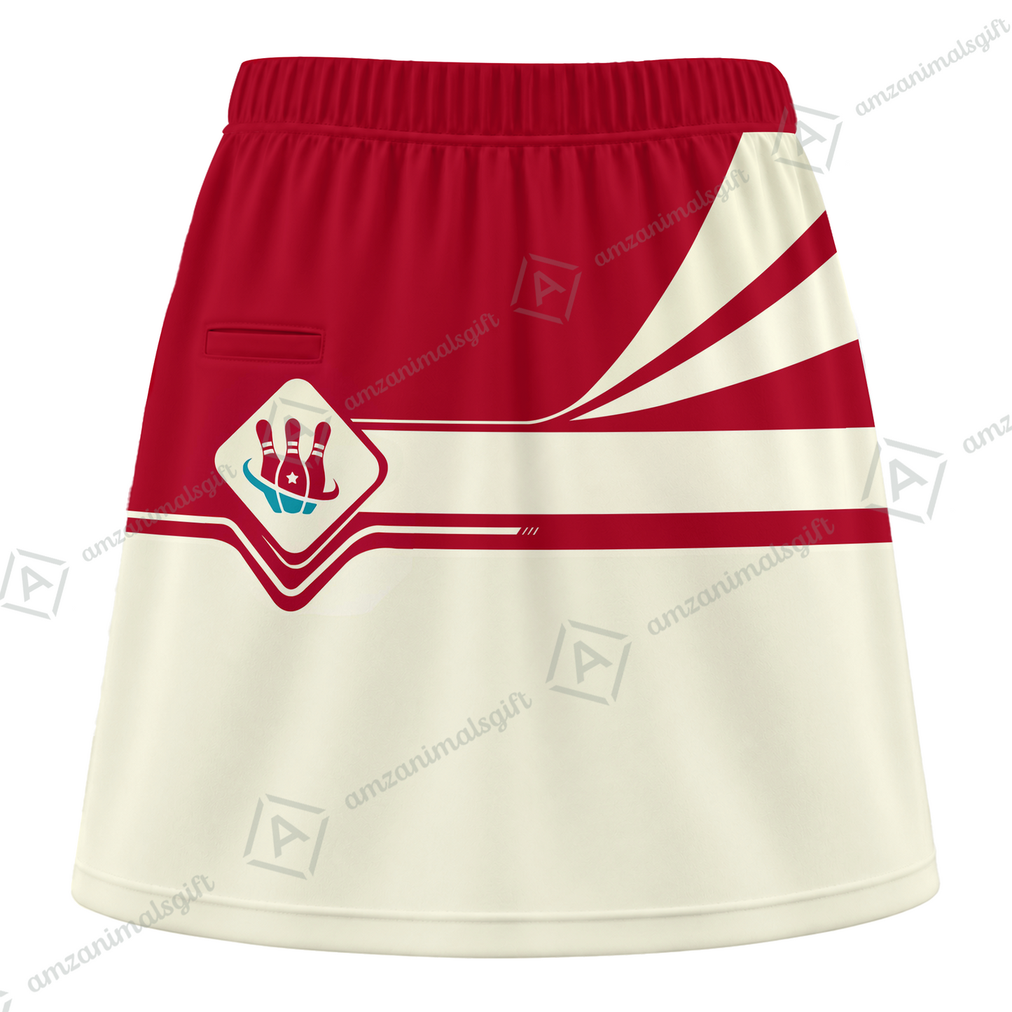 Customized Bowling Trouser Skirts With Shorts Underneath, Bowling Red And Sand Color Skorts With Pockets