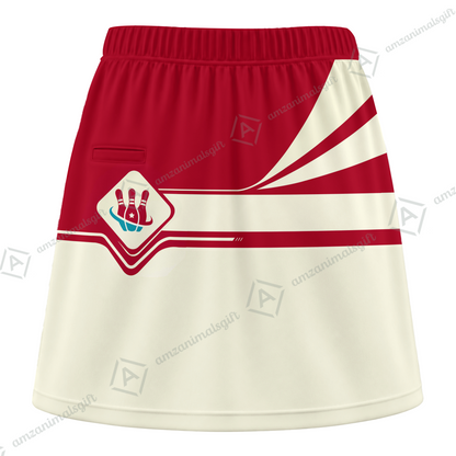 Customized Bowling Trouser Skirts With Shorts Underneath, Bowling Red And Sand Color Skorts With Pockets