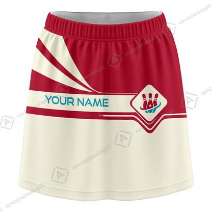Customized Bowling Trouser Skirts With Shorts Underneath, Bowling Red And Sand Color Skorts With Pockets